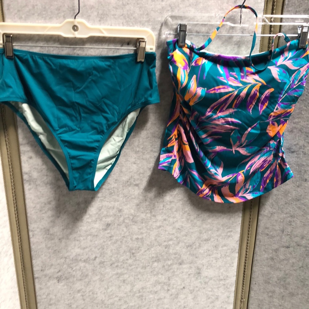 Teal and Multicolor Tankini Set NWT